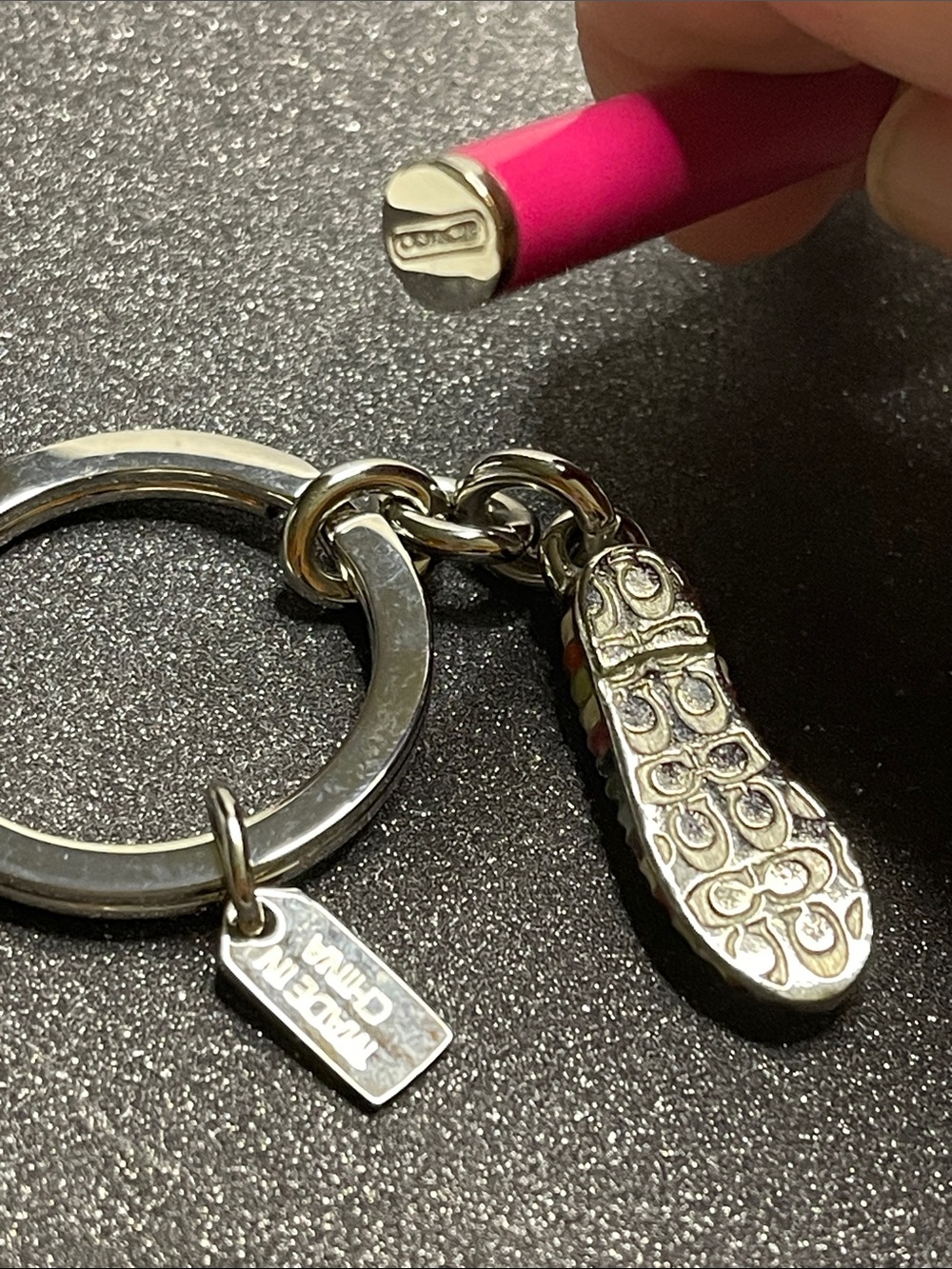 Coach Legacy Striped Enamel Ballet Flat Keychain and Coach Pen - Picture 6 of 8